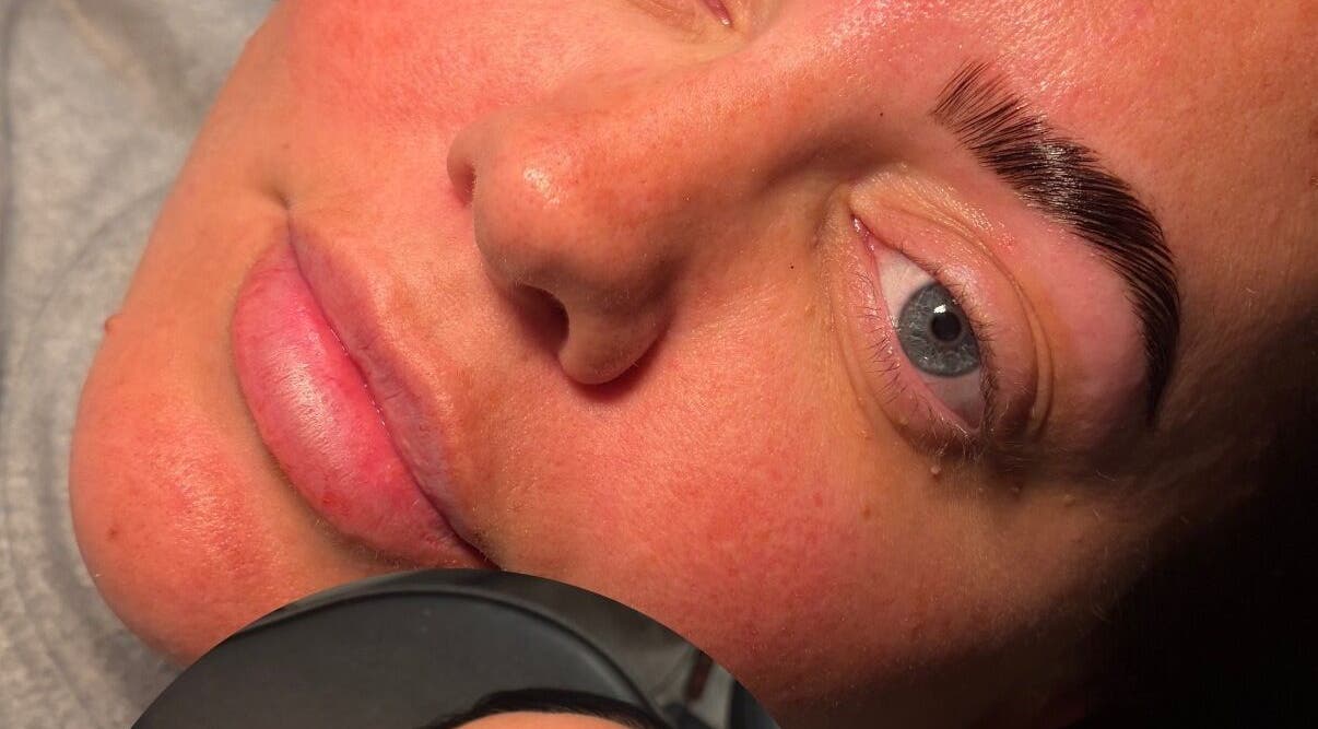 Close-up of expertly shaped brows at Brow Capital, London, England, GB. Highlighting beauty services.