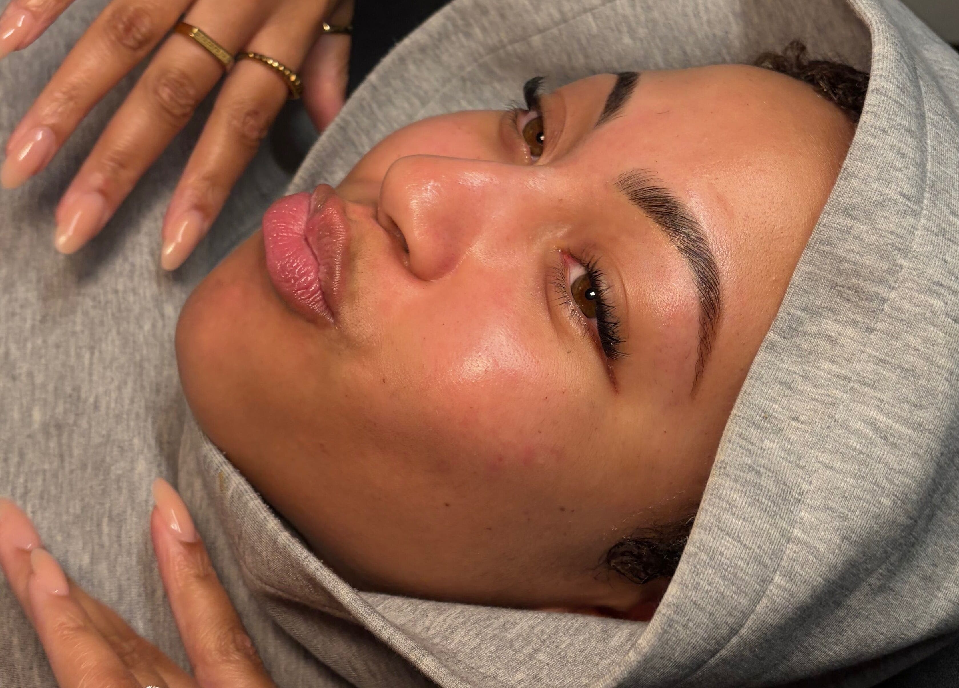 Close-up of perfectly arched brows at Brow Capital, London, England, GB