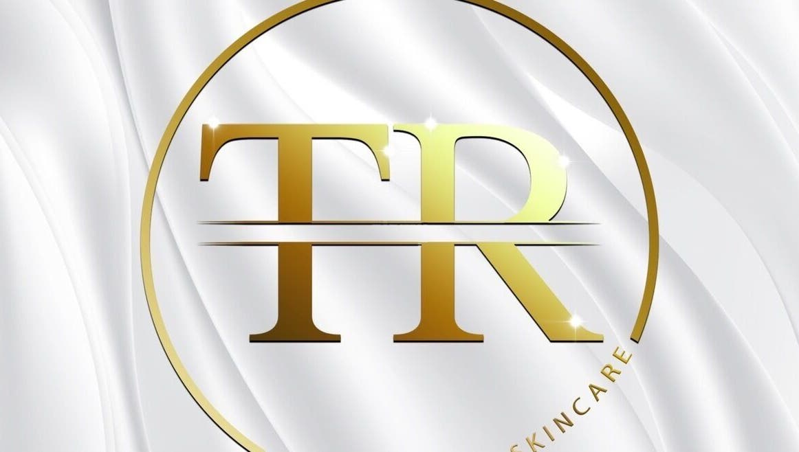 TR Aesthetics and Skincare logo on a luxurious background, Stoke on Trent, England, GB.