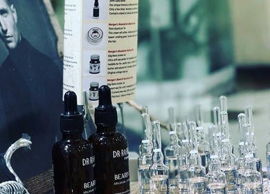 Beard care products at Maqas Trabzon by Jazz, Sharjah, دبي, AE, featuring Dr. Rashel and ampoules.