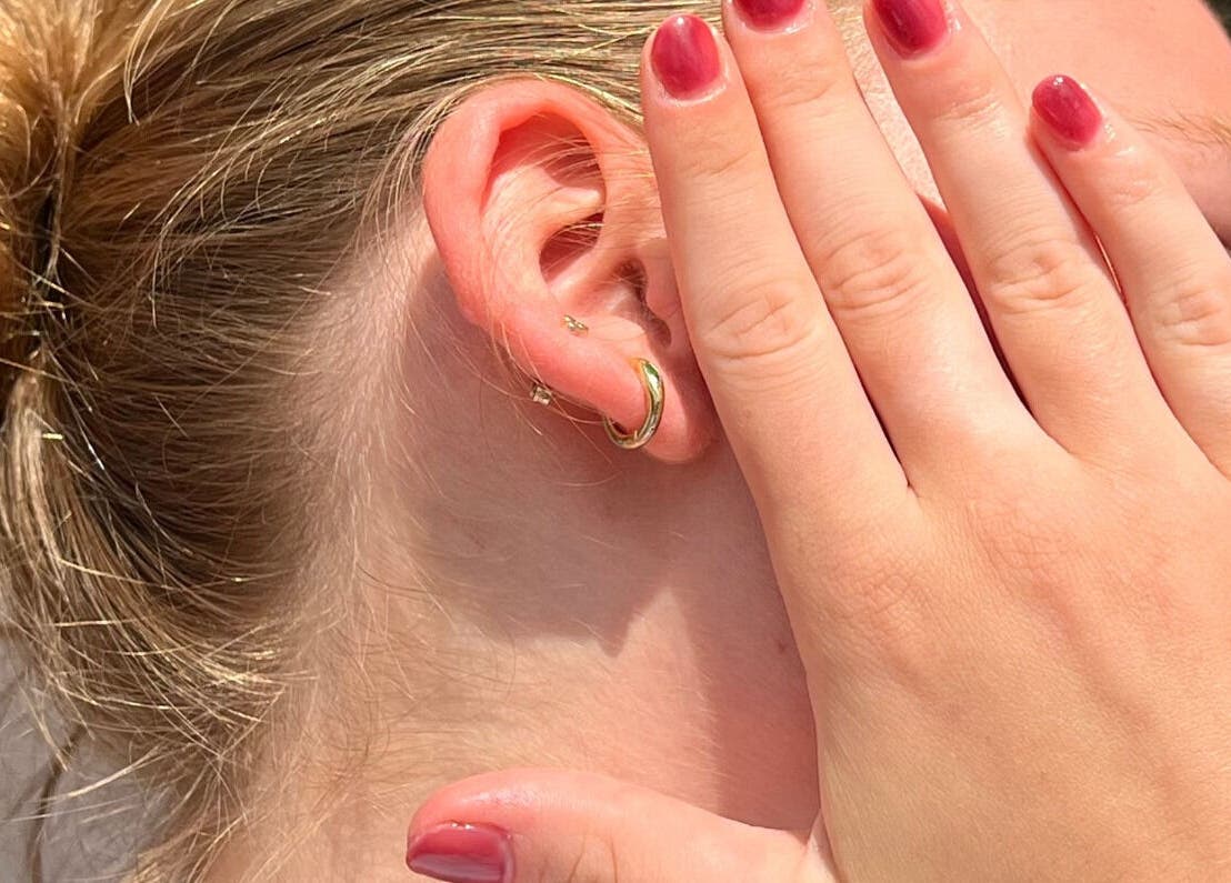 Ear with gold hoop earring at Kaia Experience G Village, Kuala Lumpur, Wilayah Persekutuan Kuala Lumpur, MY.