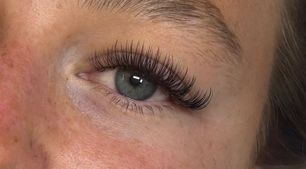 Close-up of professionally applied eyelash extensions at The Beauty Space, Hinckley, England, GB.