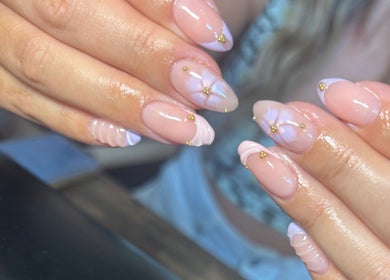 Elegant nail art with delicate designs at The Beauty Space, Hinckley, England, GB. Perfect for a chic look.