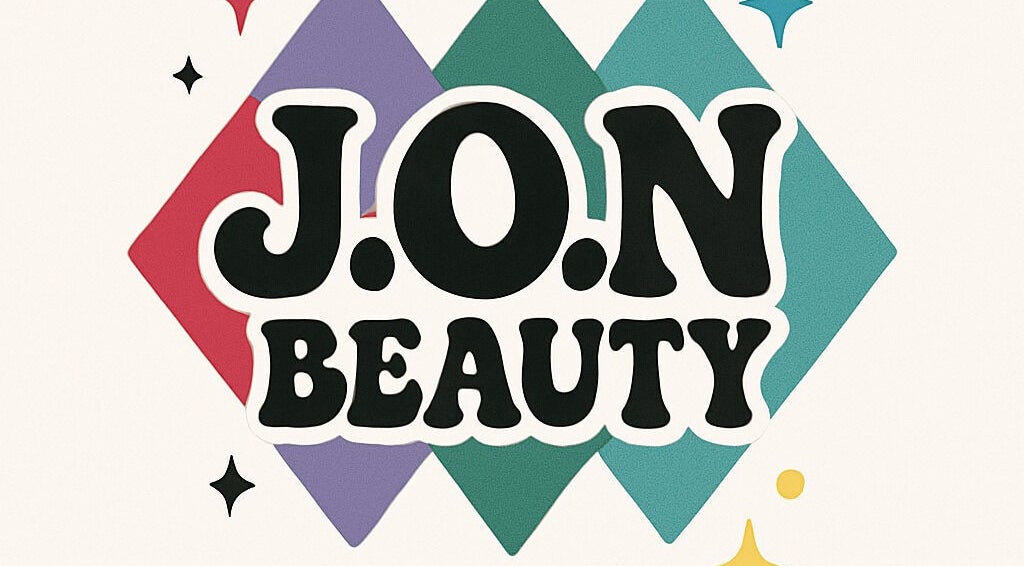 Colorful J.O.N BEAUTY logo in Lakewood, Ohio, US with geometric shapes and stars.