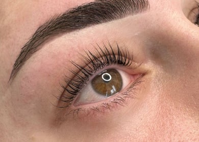 Close-up of perfectly shaped eyebrows at Brow House Syd, Hassall Grove, New South Wales, AU.