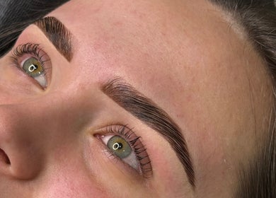 Close-up of perfectly shaped brows at Brow House Syd, Hassall Grove, New South Wales, AU.