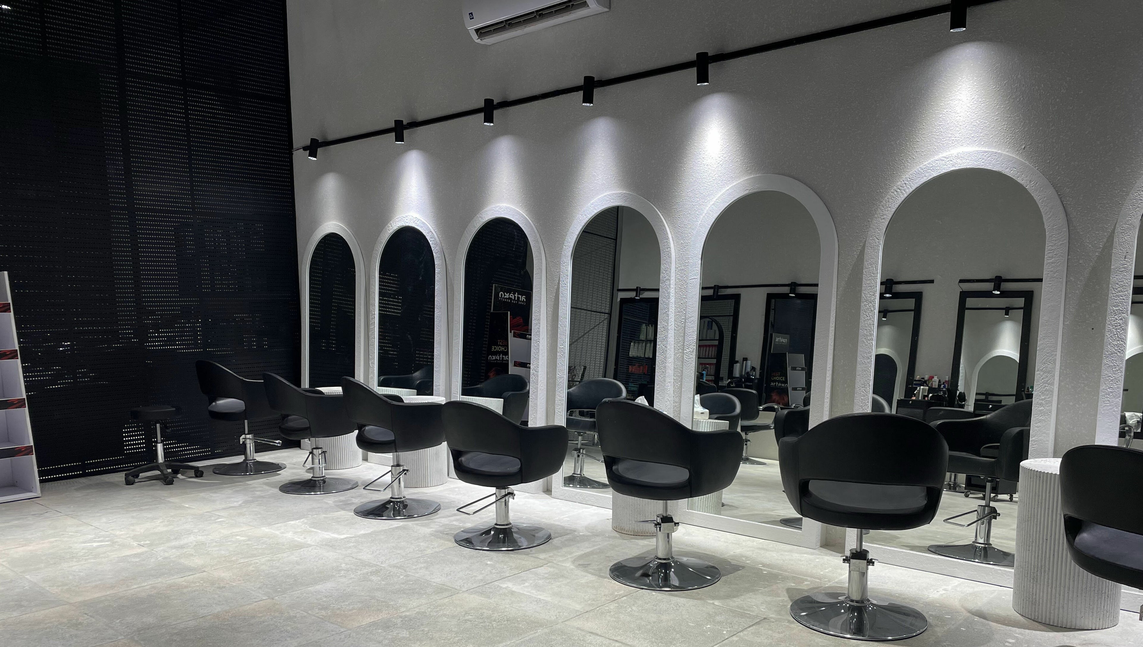 Elegant salon chairs and mirrors at The Golden Hour, Riyadh, Riyadh Province, SA.