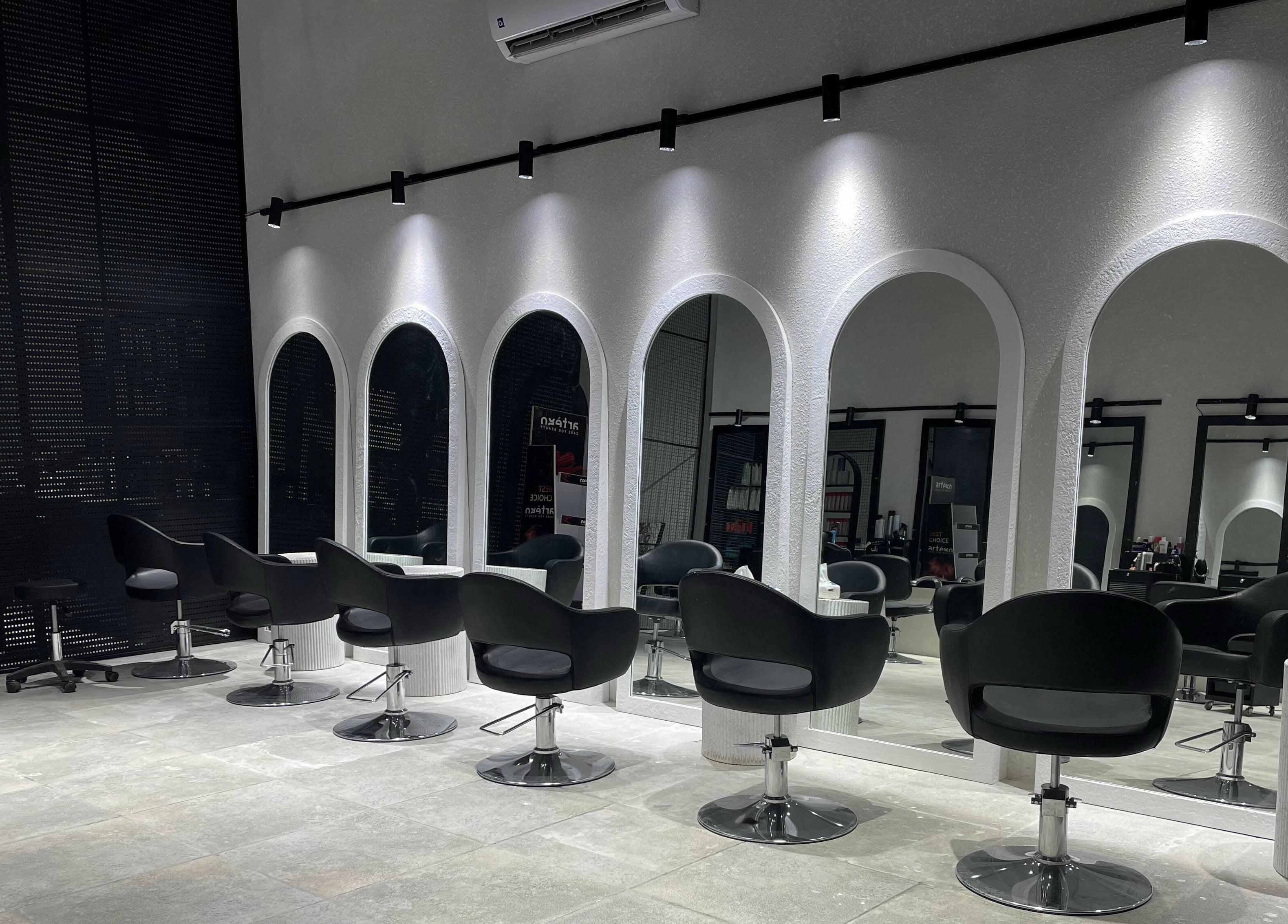Elegant salon chairs and mirrors at The Golden Hour, Riyadh, Riyadh Province, SA.