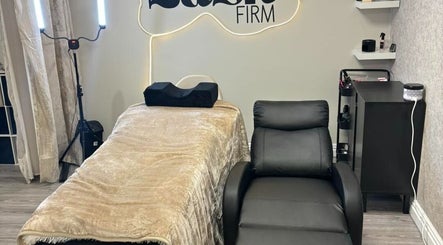 Relaxing lash treatment room at The Lash Firm, Consett, England, GB with cozy furnishings and professional setup.