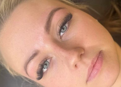 Close-up of expertly applied eyelashes at The Lash Firm, Consett, England, GB, showcasing detailed lash work.