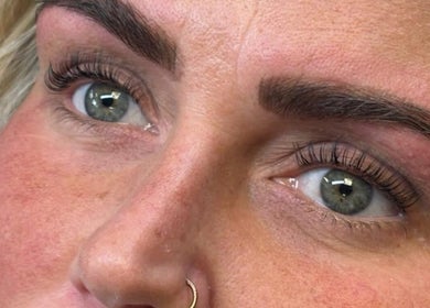 Close-up of beautiful eyelash extensions at The Lash Firm, Consett, England, GB.