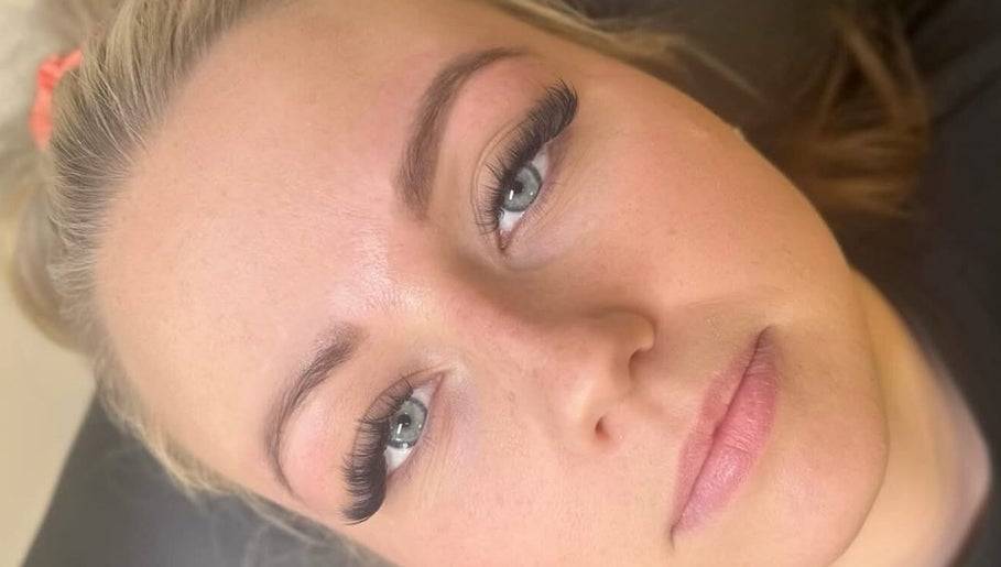 Close-up of lash extensions at The Lash Firm, Consett, England, GB showcasing skilled beauty craftsmanship.