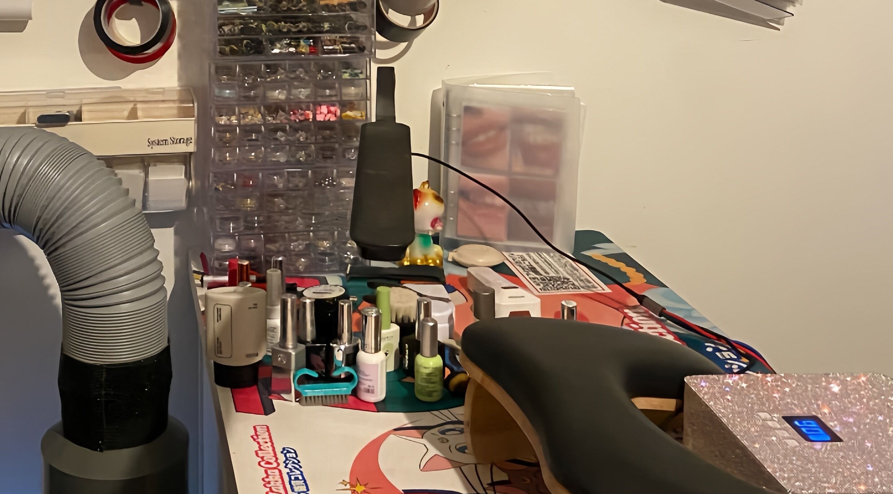 Nail art supplies and tools at CanCanClub in Amsterdam, Noord-Holland, NL, showcasing vibrant beauty essentials.