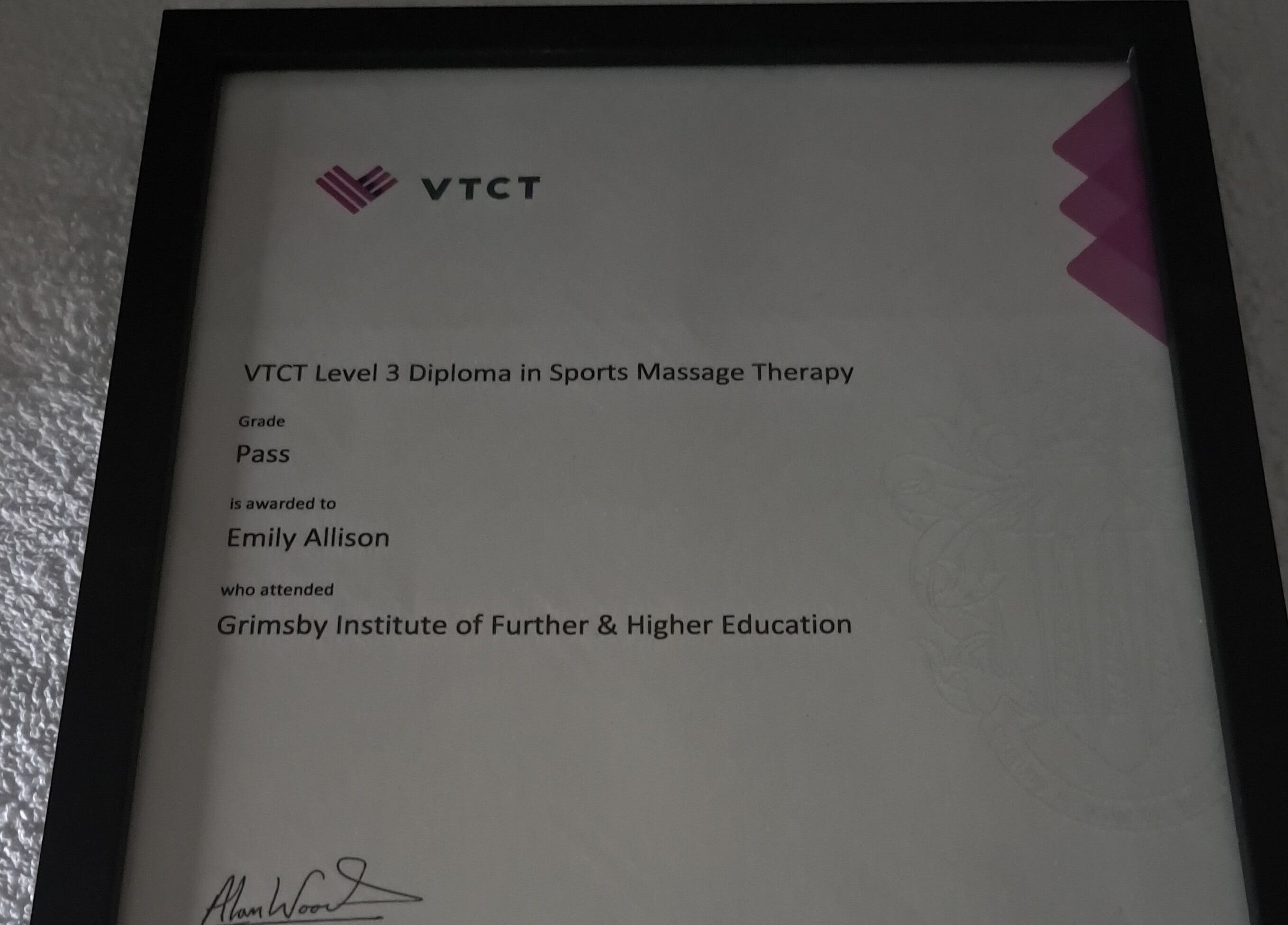 VTCT Level 3 diploma in sports massage therapy at EA Massage Therapy, Grimsby, England, GB.