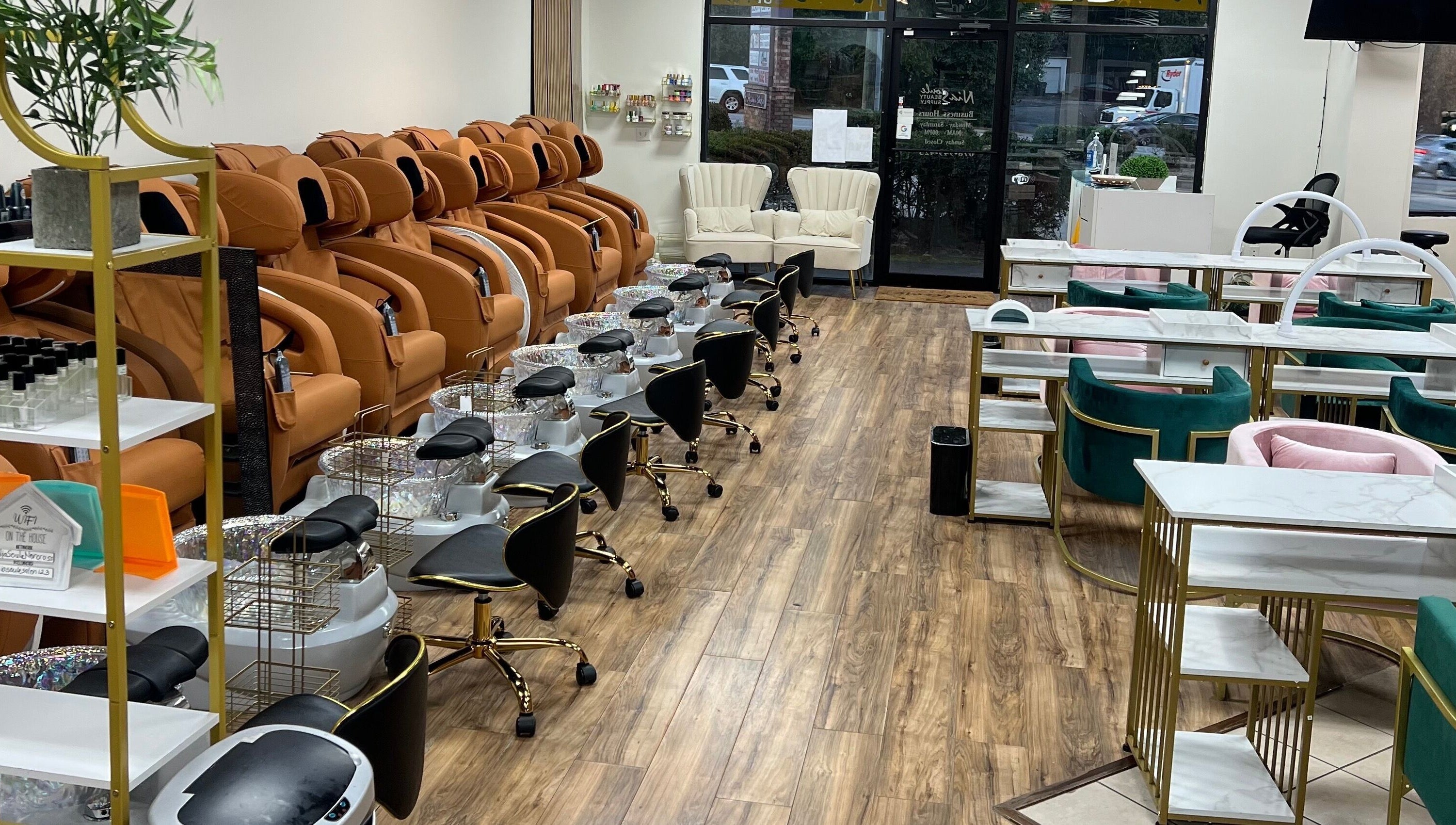 Nia Soule Salon & Spa - Norcross features elegant pedicure chairs and manicure stations in Norcross, Georgia, US.