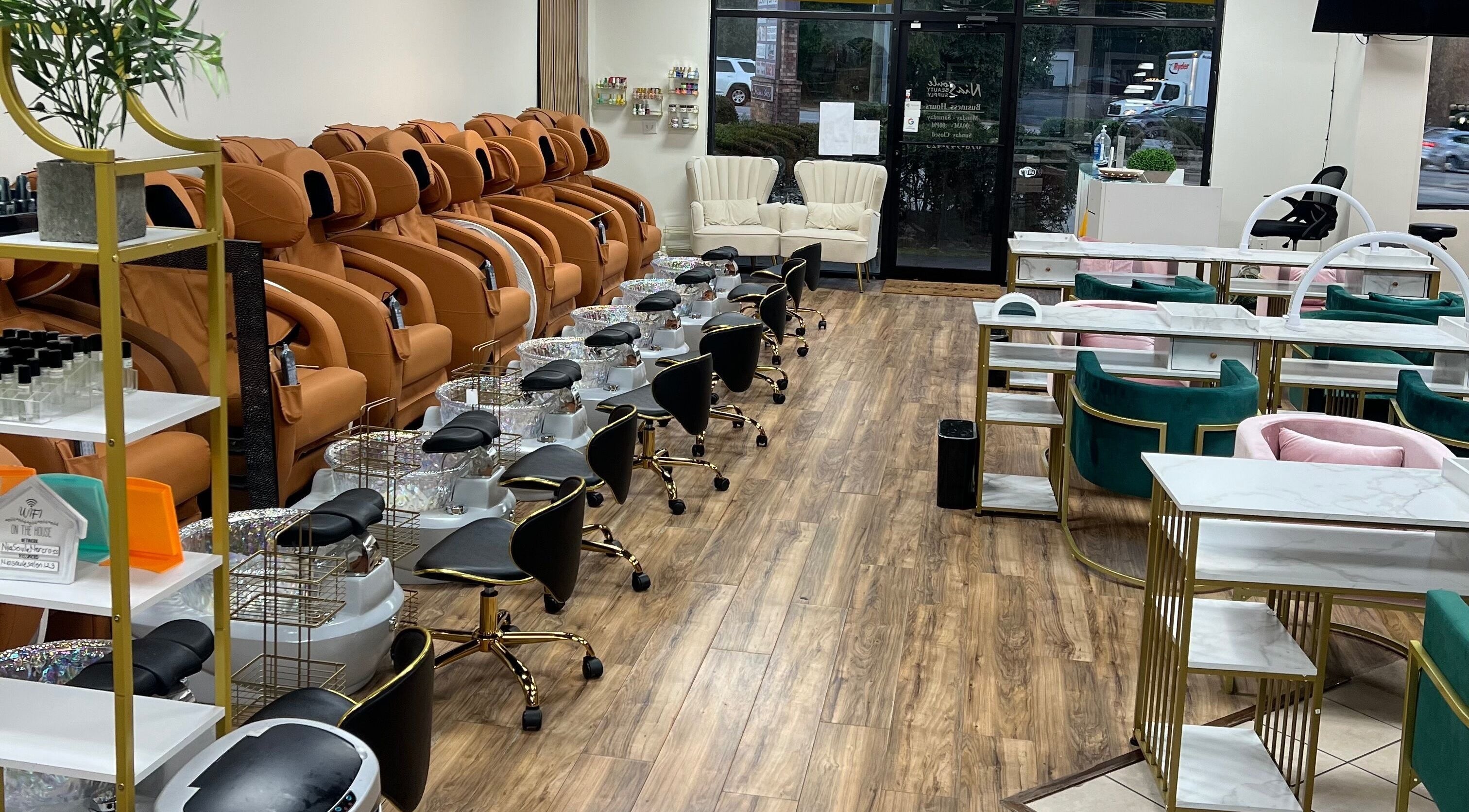 Nia Soule Salon & Spa - Norcross features elegant pedicure chairs and manicure stations in Norcross, Georgia, US.