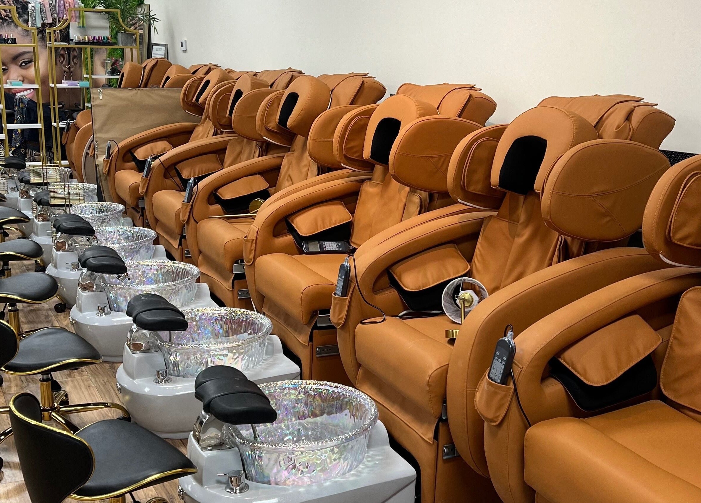 Luxurious pedicure chairs at Nia Soule Salon & Spa - Norcross in Norcross, Georgia, US offer relaxation and style.