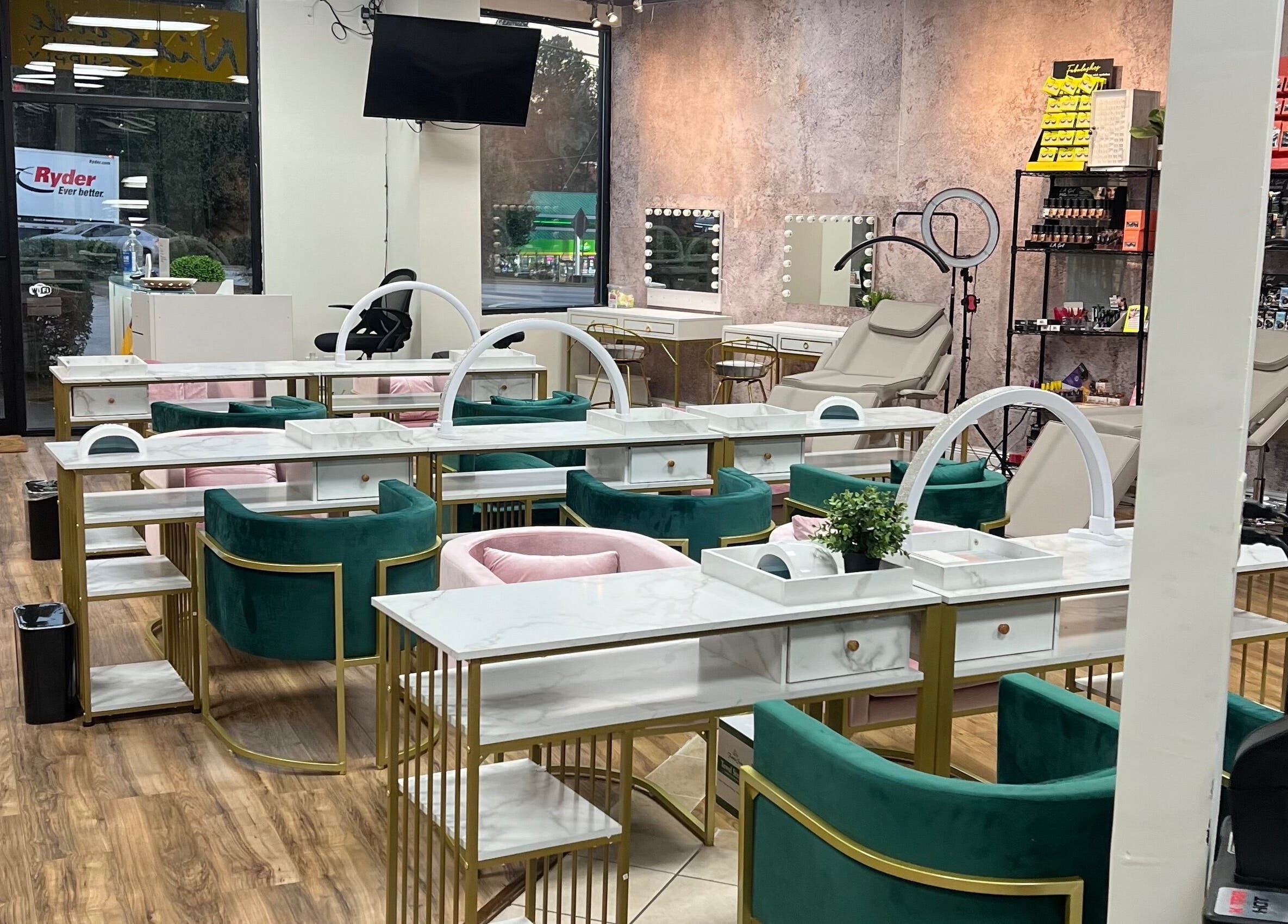 Modern interior of Nia Soule Salon & Spa - Norcross in Norcross, Georgia, US, featuring stylish seating and decor.