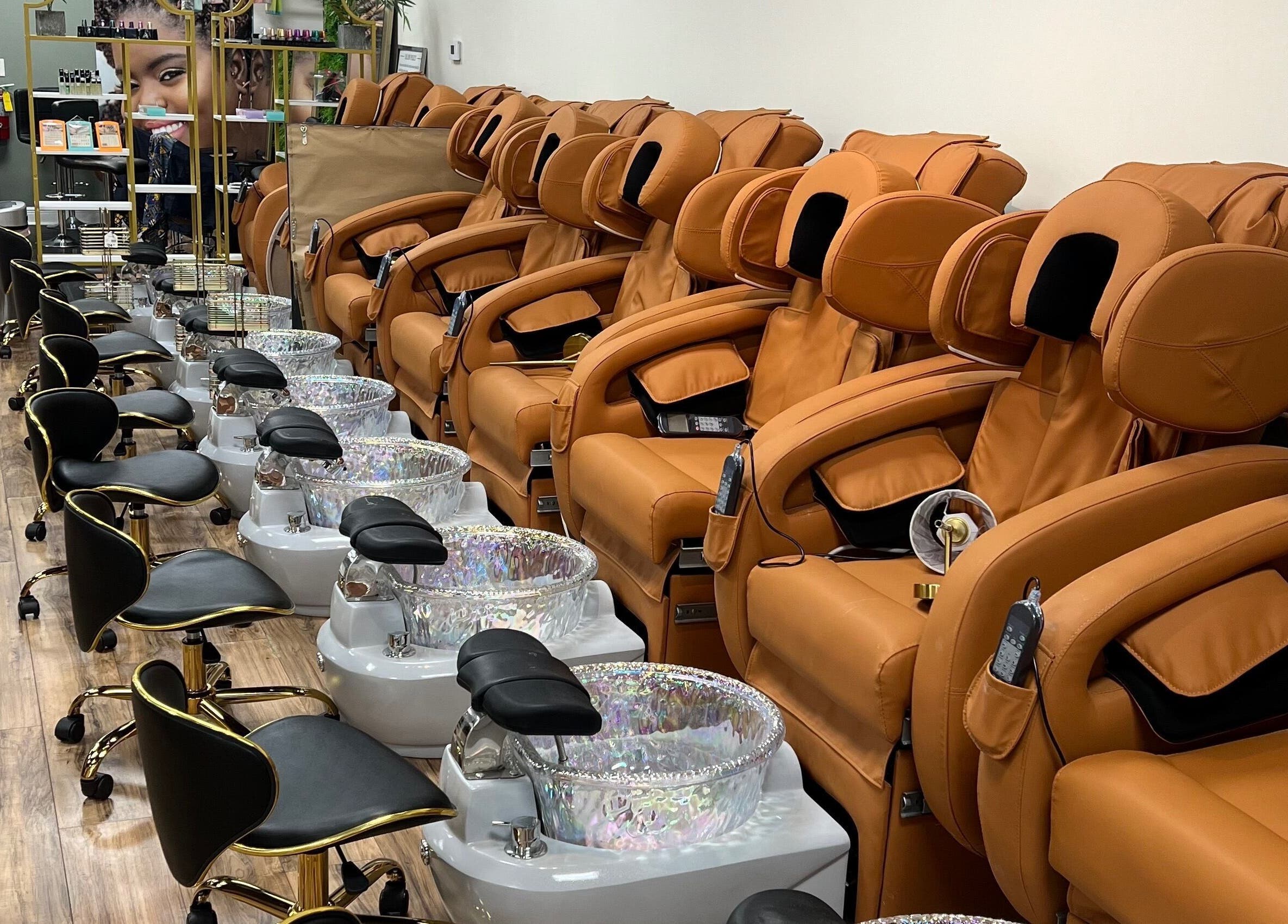 Relaxing pedicure chairs at Nia Soule Salon & Spa - Norcross, Norcross, Georgia, US, offering comfort and luxury.