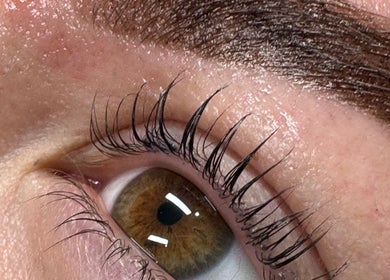Detailed close-up of perfectly shaped eyebrows at KN The Brow and Laser Lab, Ossett, England, GB.