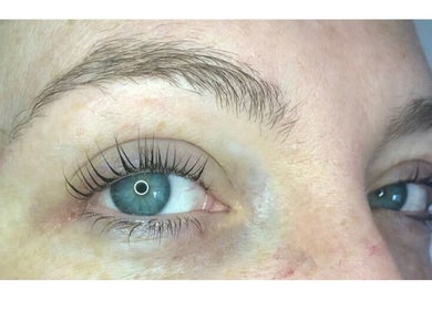 Close-up of elegantly styled eyelashes at Bliss Home Beauty, Buntingford, England, GB.