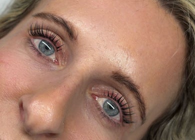 Close-up of lush eyelashes at Lashed Up UK, Portsmouth, England, GB showcasing expert beauty care.