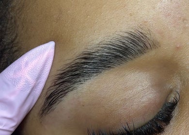Perfectly groomed eyebrow at Lashed Up UK, Portsmouth, England, GB showcases expert beauty care.