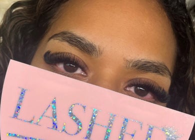 Close-up of a person with styled lashes at Lashed Up UK, Portsmouth, England, GB.