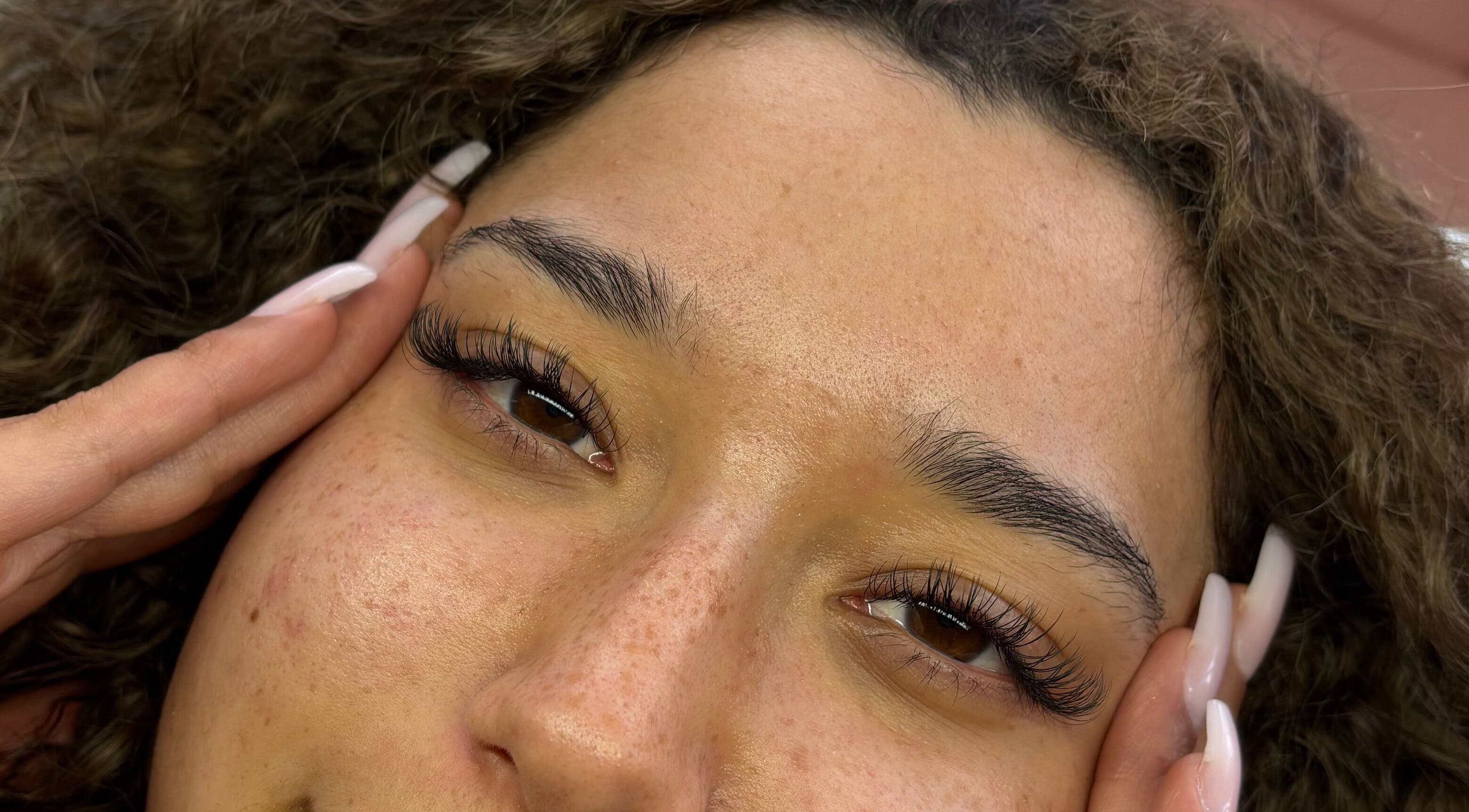 Close-up of expertly applied lash extensions at Lashed Up UK, Portsmouth, England, GB.