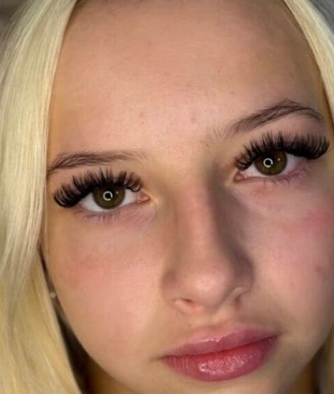 Close-up of model with lush lashes by JLuxe Lash in Manselton, Wales, GB.