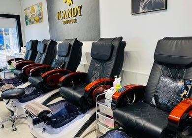 Luxurious pedicure chairs at ICandy Boutique in Auckland, Auckland, NZ, offering comfort and style.