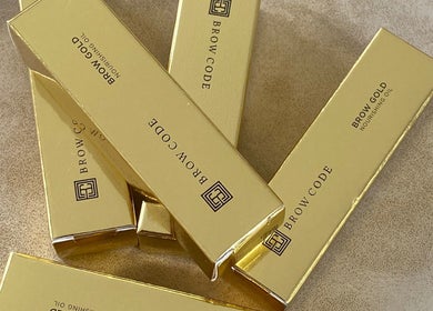 Brow Gold packages at Muse in Vasse, Vasse, Western Australia, AU, showcasing premium brow nourishing oils.