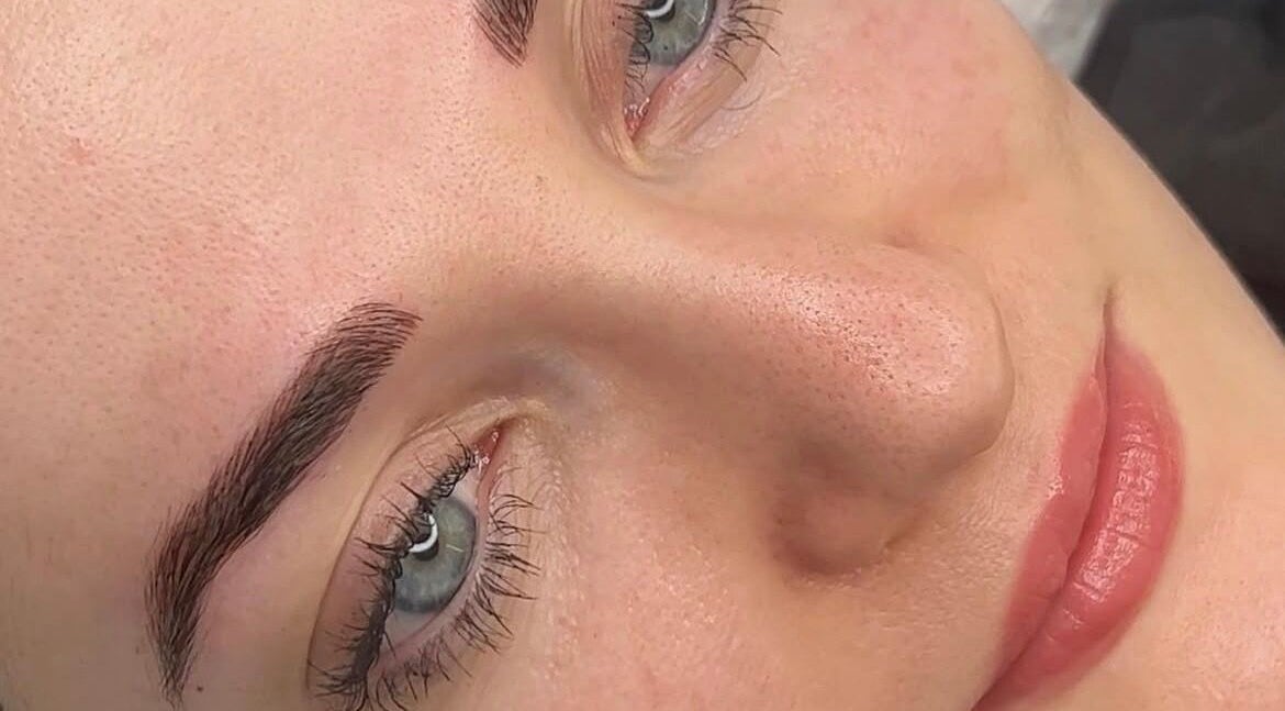 Close-up of perfectly shaped eyebrows from Ink Beauty by Amber, Tallawong, New South Wales, AU.