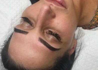 Client with perfectly sculpted eyebrows at Ink Beauty by Amber, Tallawong, New South Wales, AU.