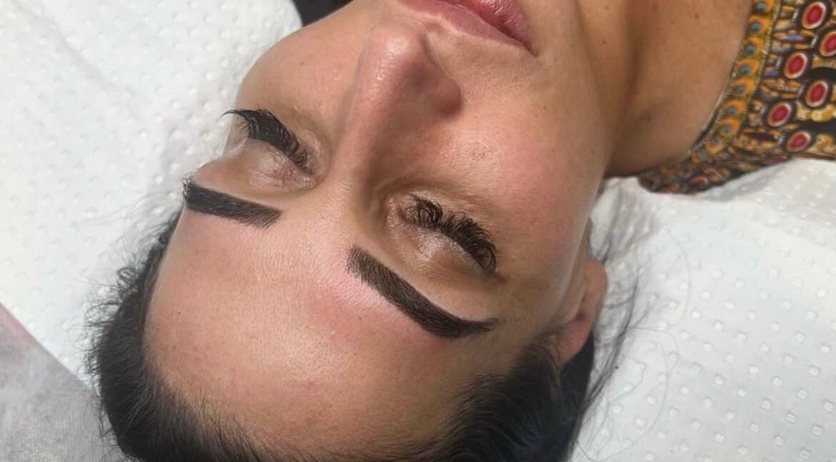 Client with perfectly sculpted eyebrows at Ink Beauty by Amber, Tallawong, New South Wales, AU.