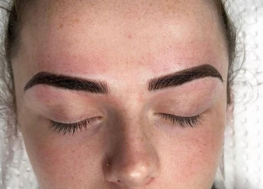 Close-up of newly shaped eyebrows at Ink Beauty by Amber, Tallawong, New South Wales, AU.