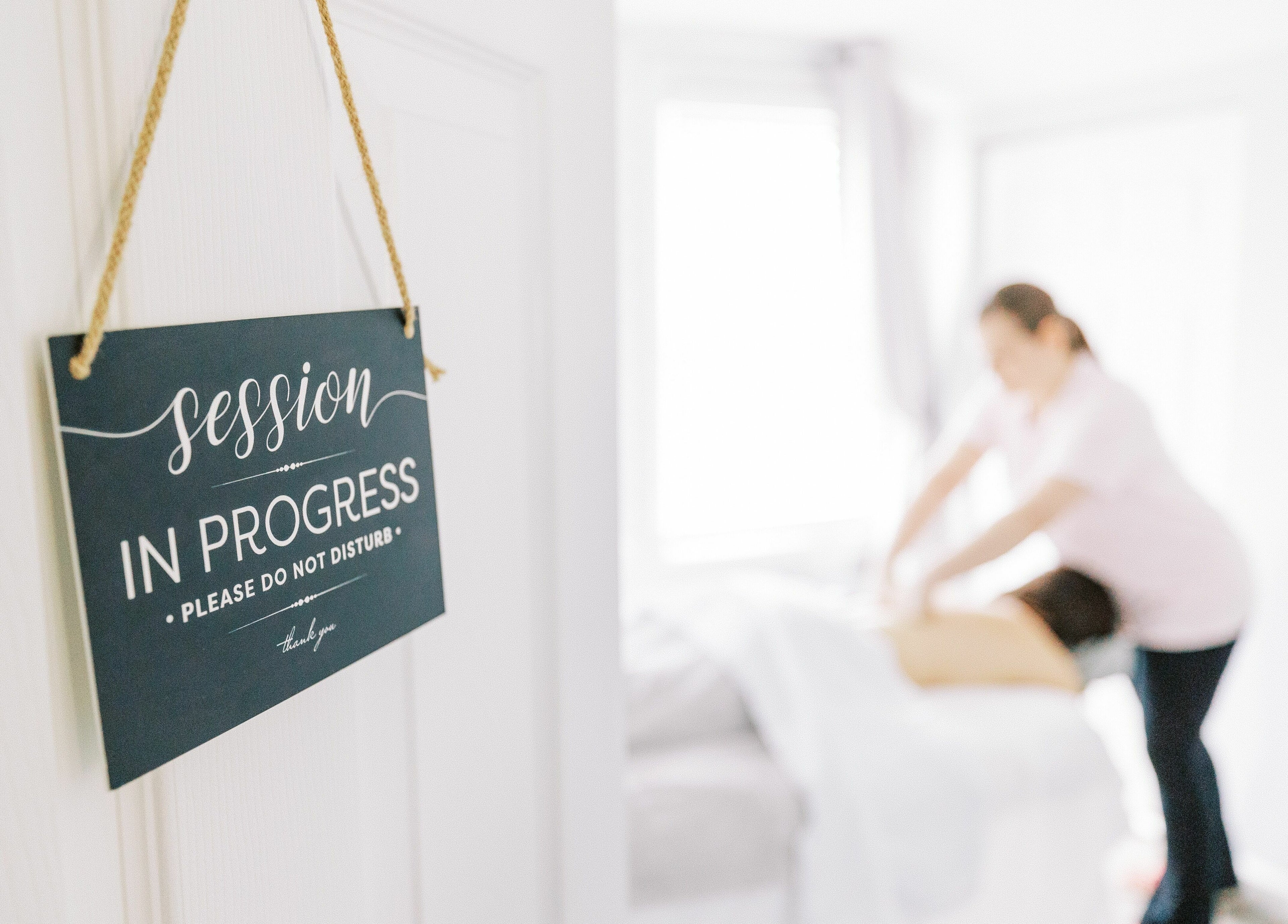 Massage session in progress at Village Skin Sanctuary, Audubon, Pennsylvania, US, featuring a peaceful setting.