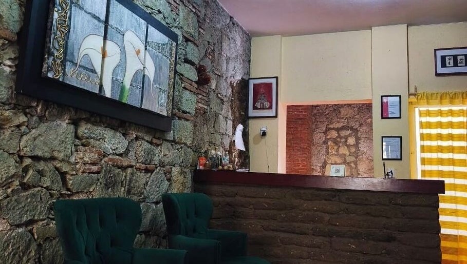 Recepción acogedora en Spa María Sabina-Masajes Oaxaca, en Oaxaca De Juárez, Oaxaca, MX.