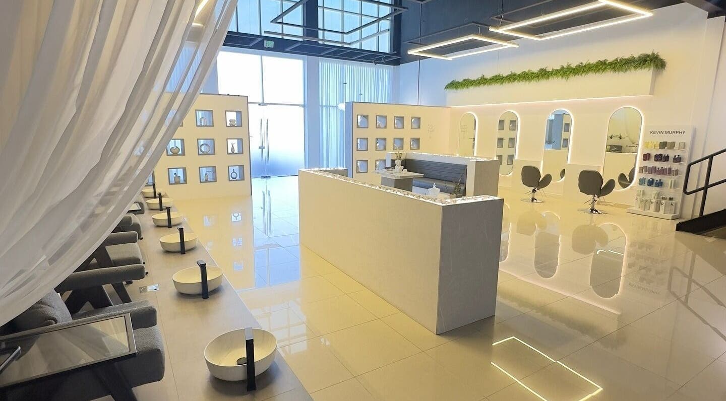 Elegant interior of Weekdays Salon & Spa, Sharjah, AE, featuring modern decor and comfortable seating.