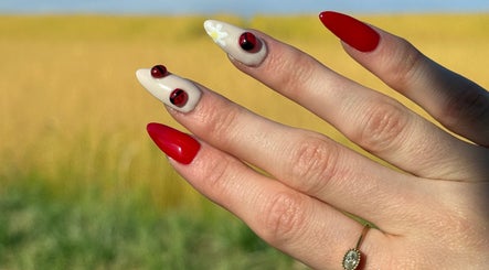Ongles avec motifs de coccinelles artistiques chez Nailstrauss, Epagny, Hauts-de-France, FR.