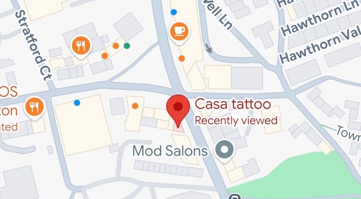 Map showing location of Jadene Tattoos in Leeds, England, GB near Mod Salons.