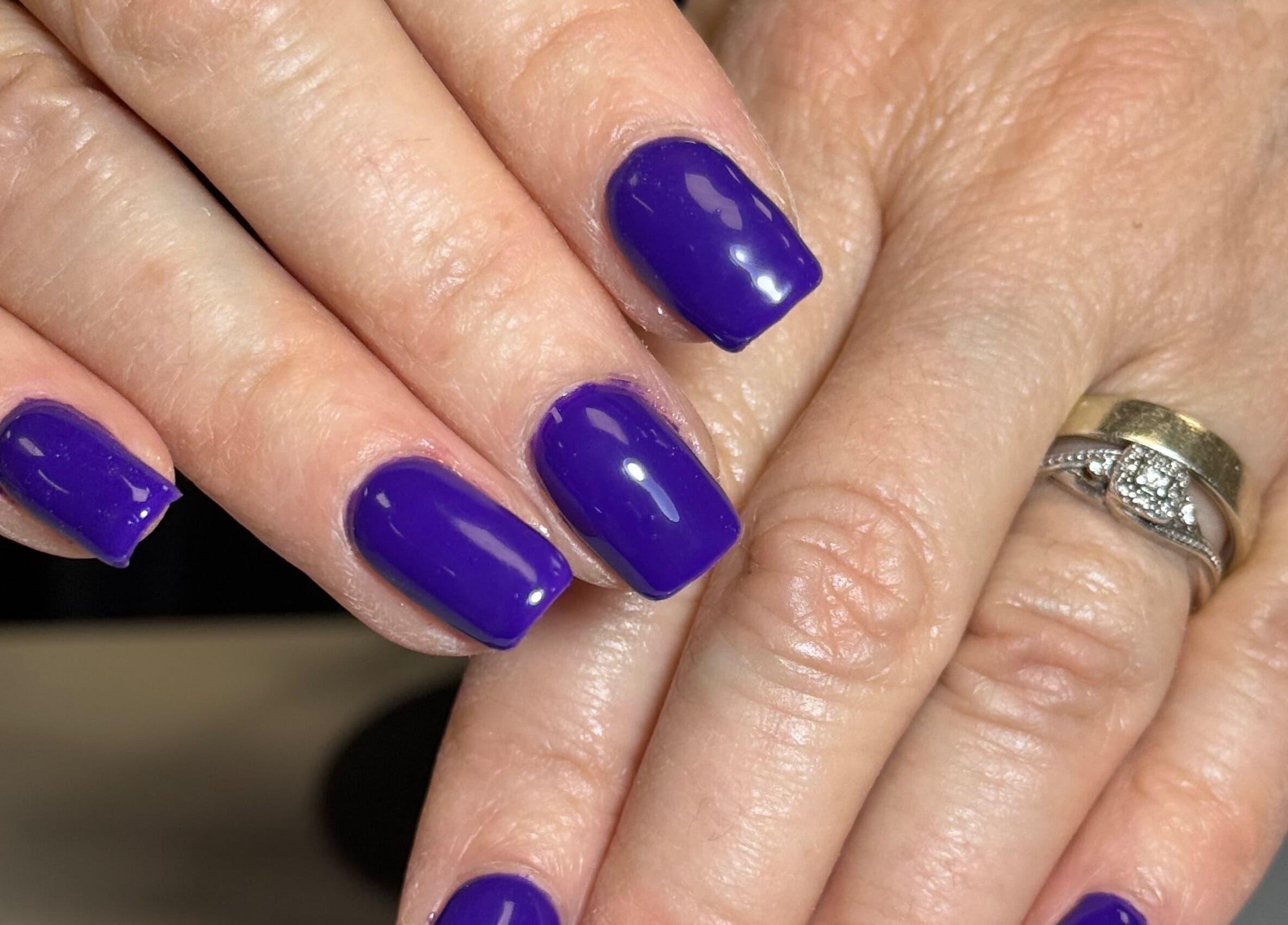 Stunning purple manicure at The Luxury Nail Bar, Galashiels, Scotland, GB. Perfect nails with vibrant color.