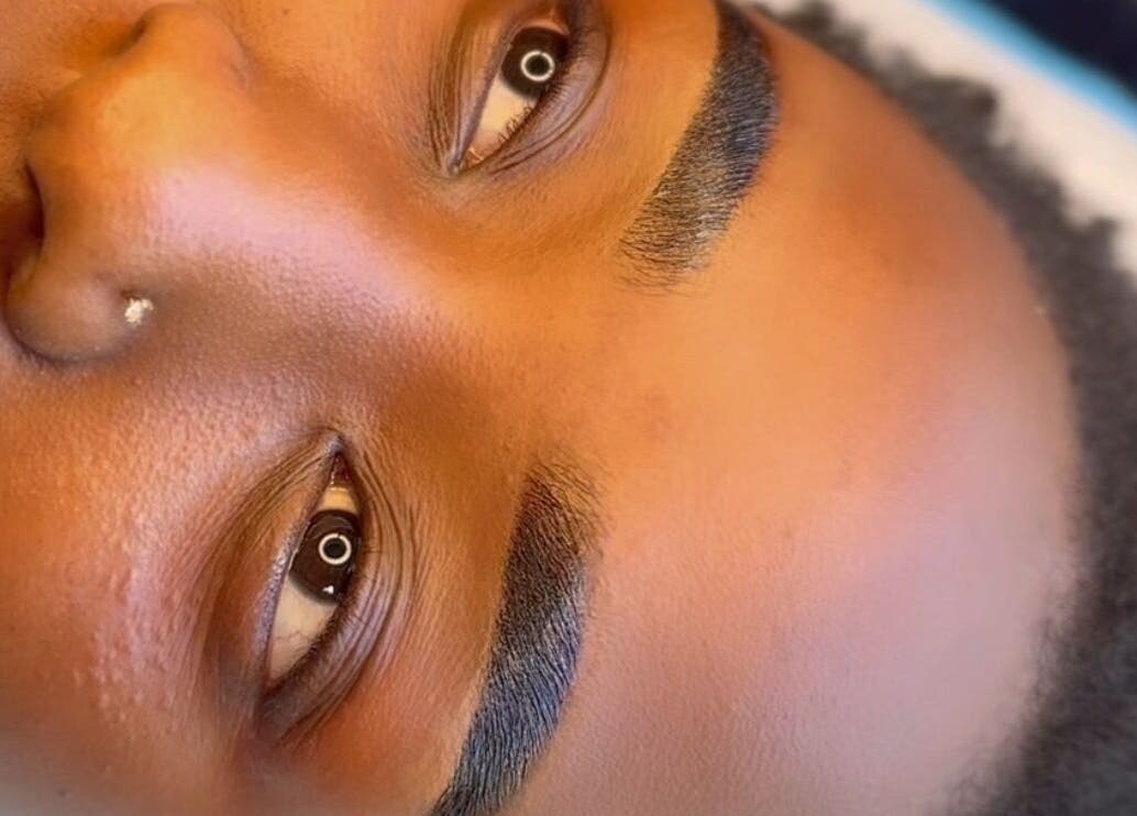 Close-up of expertly shaped brows at Flobrowtique, Brisbane, Queensland, AU.