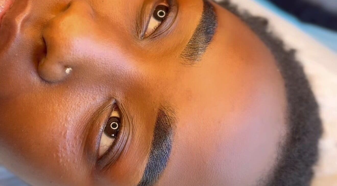 Close-up of expertly shaped brows at Flobrowtique, Brisbane, Queensland, AU.