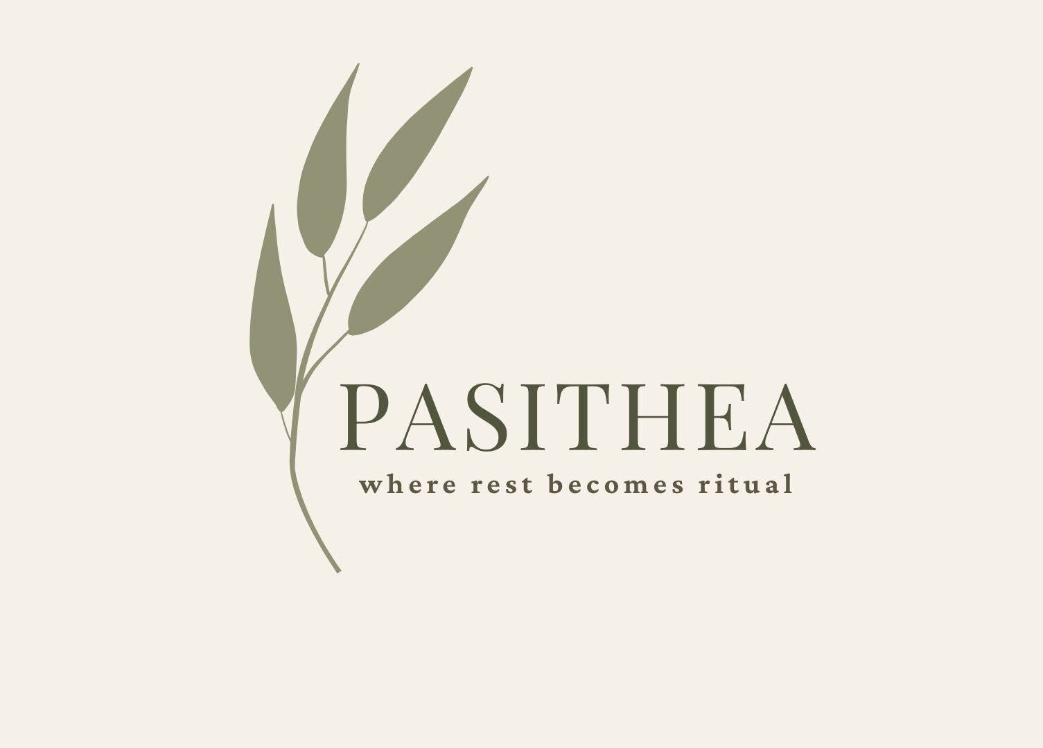 Pasithea logo with leaf design and slogan, located in Blaby, England, GB.