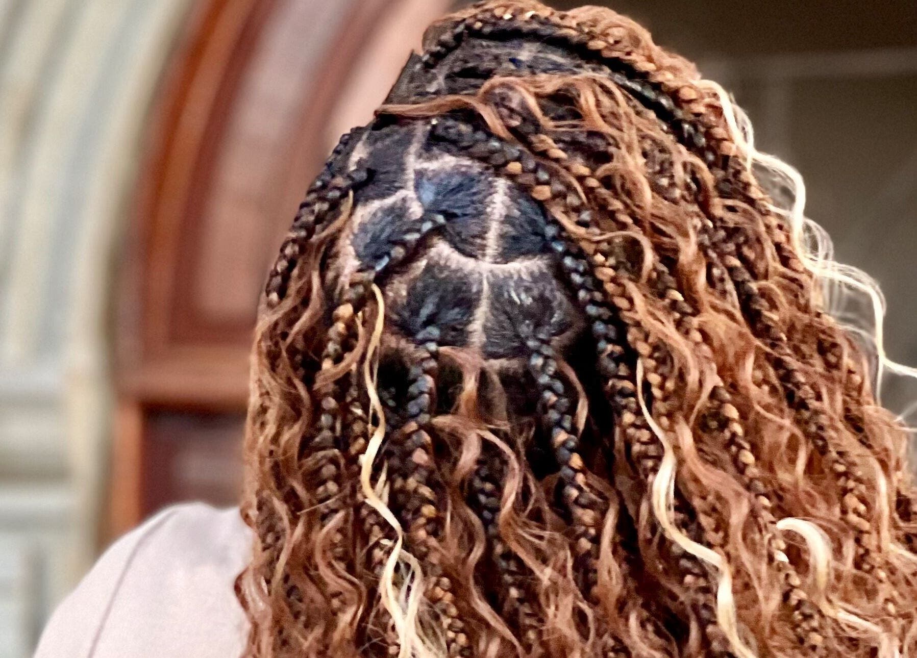 Intricate braided hairstyle at Nykk’s HairBnB, Georgetown, Demerara-mahaica, GY.