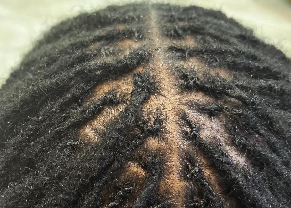 Close-up of meticulously styled dreadlocks at Nykk’s HairBnB, Georgetown, Demerara-mahaica, GY.