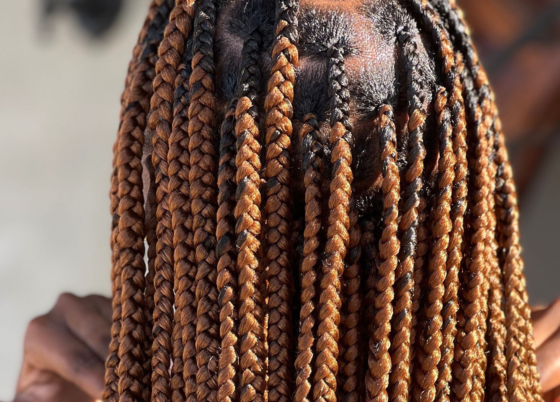Intricate braids showcased at Nykk’s HairBnB in Georgetown, Demerara-Mahaica, GY.