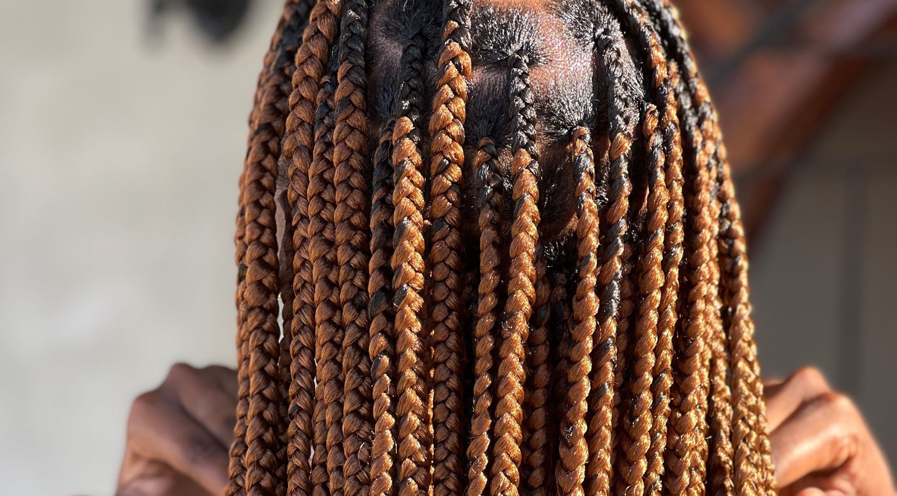 Intricate braids showcased at Nykk’s HairBnB in Georgetown, Demerara-Mahaica, GY.