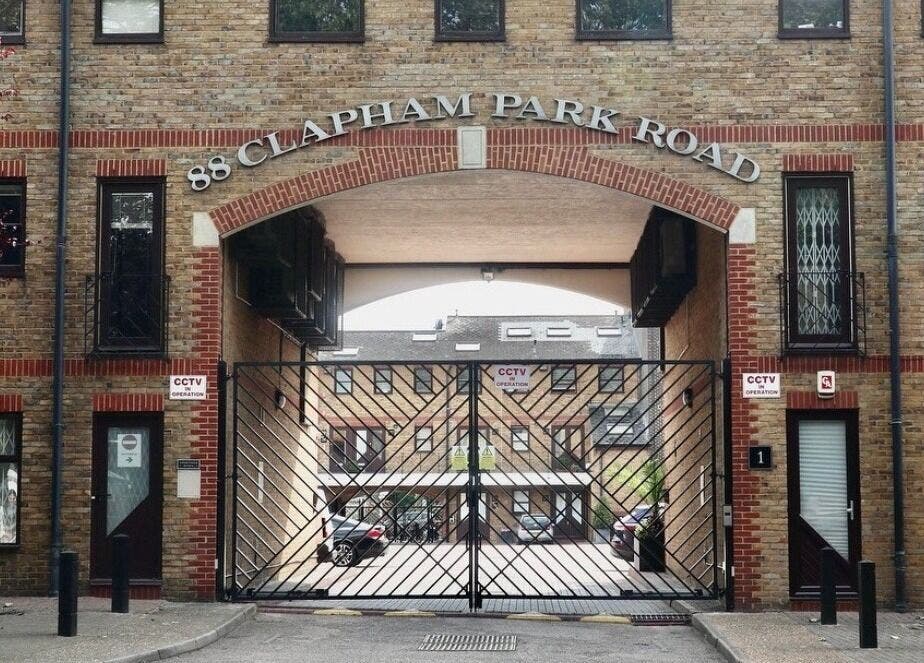 Front view of Osteotherapy Lab at 88 Clapham Park Road, London, England, GB with secure gated entrance.